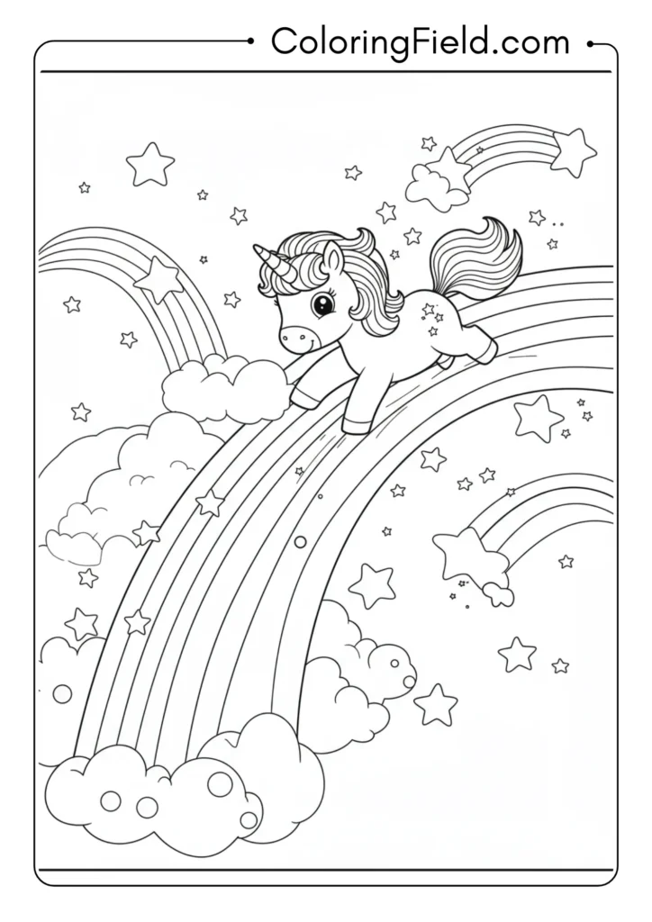 Unicorn Sliding Down Rainbow