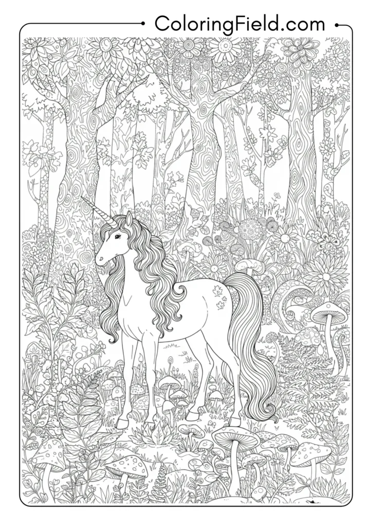 Unicorn in Enchanted Forest