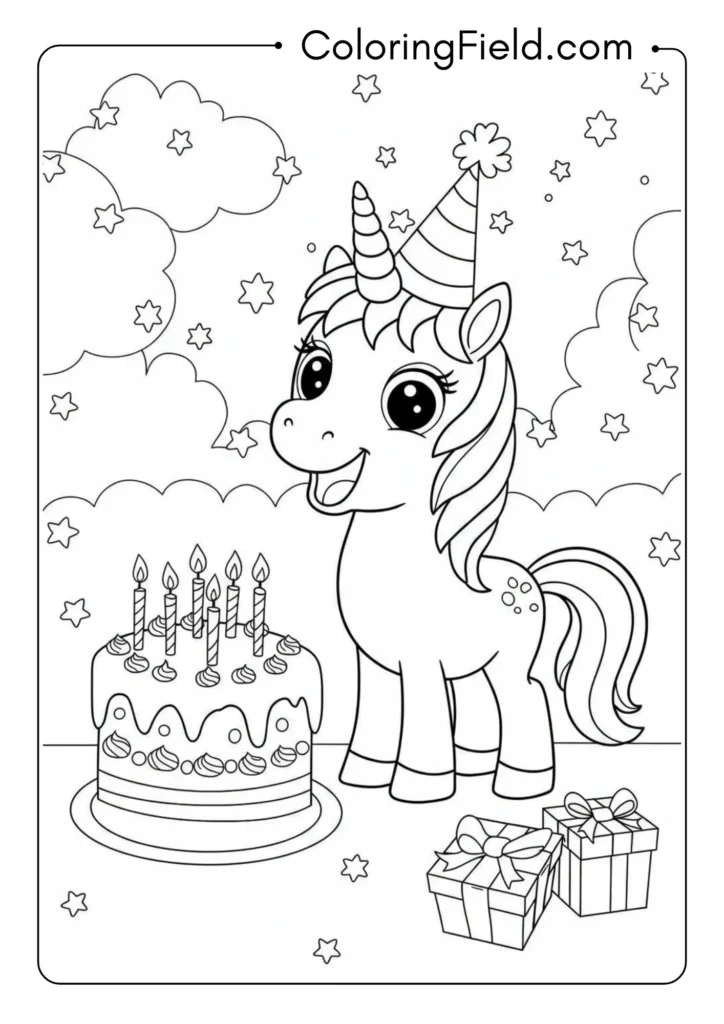 Unicorn with Birthday Cake