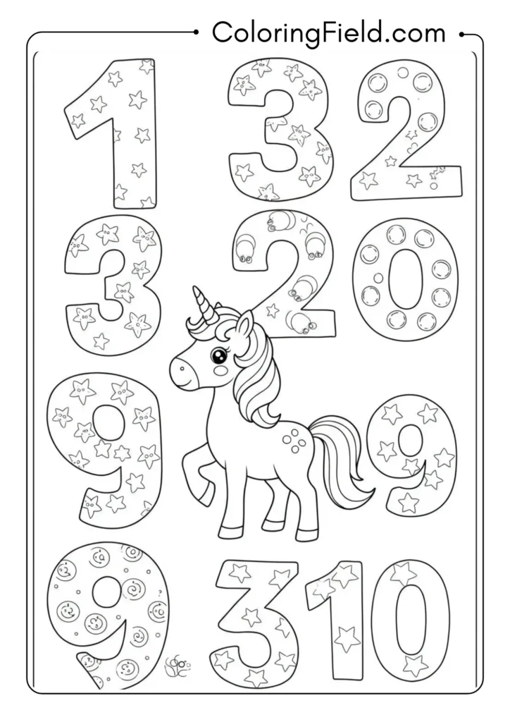 Unicorn with Number Outline