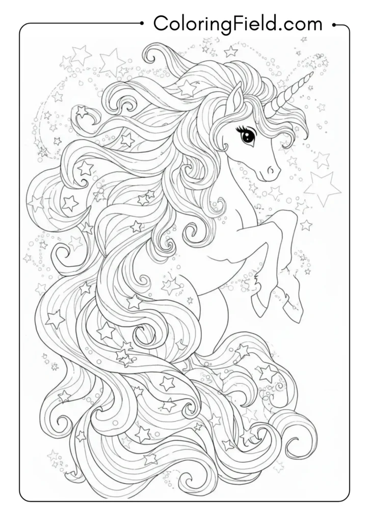 Unicorn with Rainbow Mane