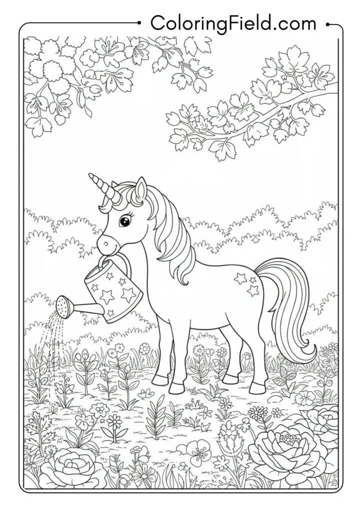 Unicorn with Watering Can