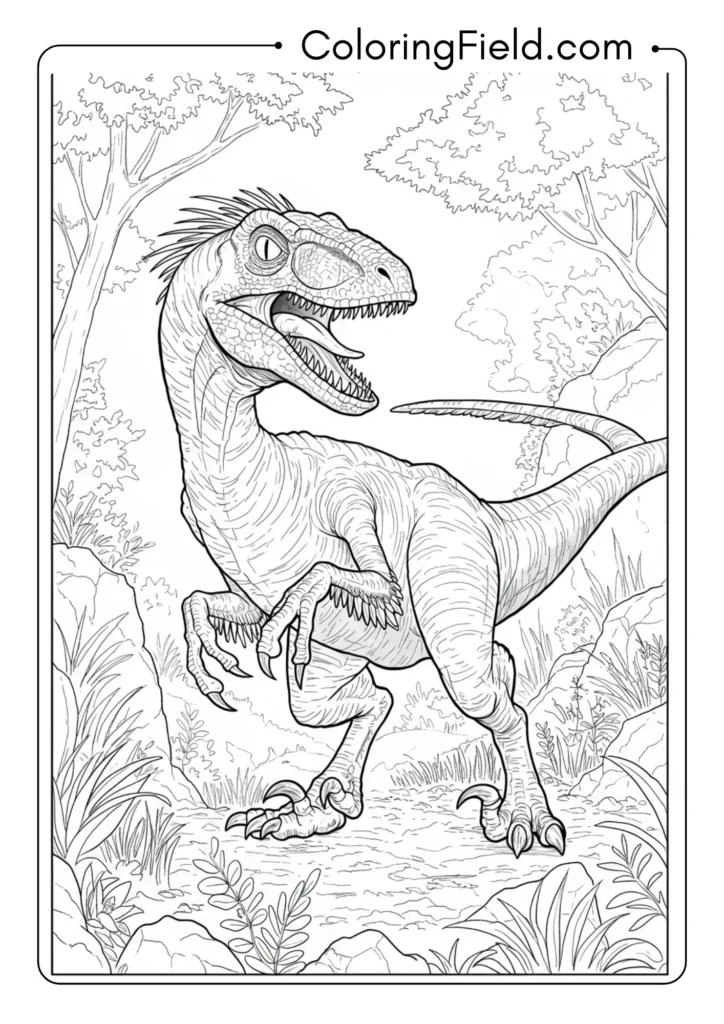 Velociraptor in a defensive posture