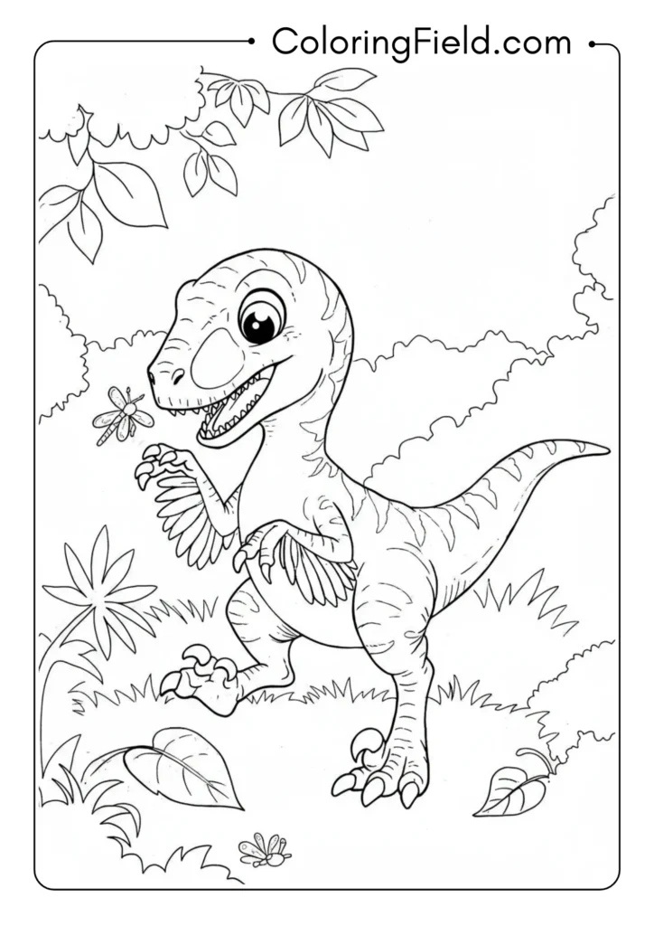 Young Velociraptor with proportionally larger head and eyes