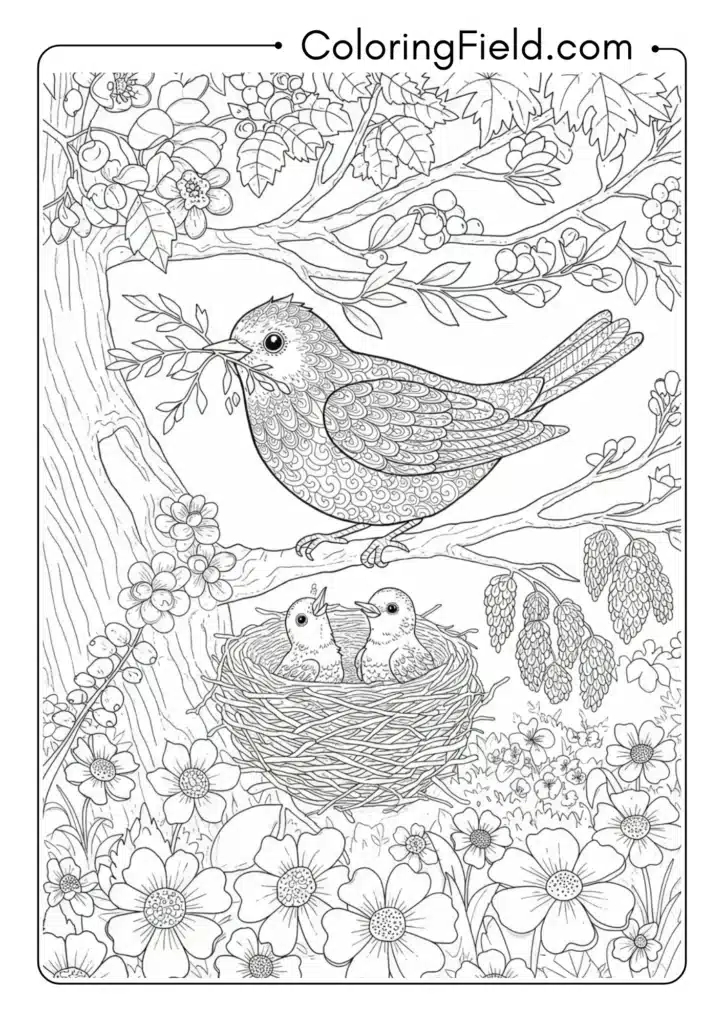Bird Building Nest