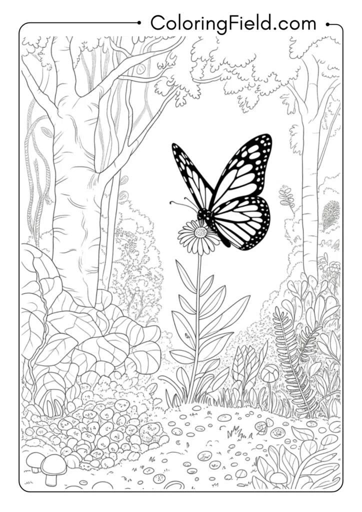 Butterfly Forest Scene