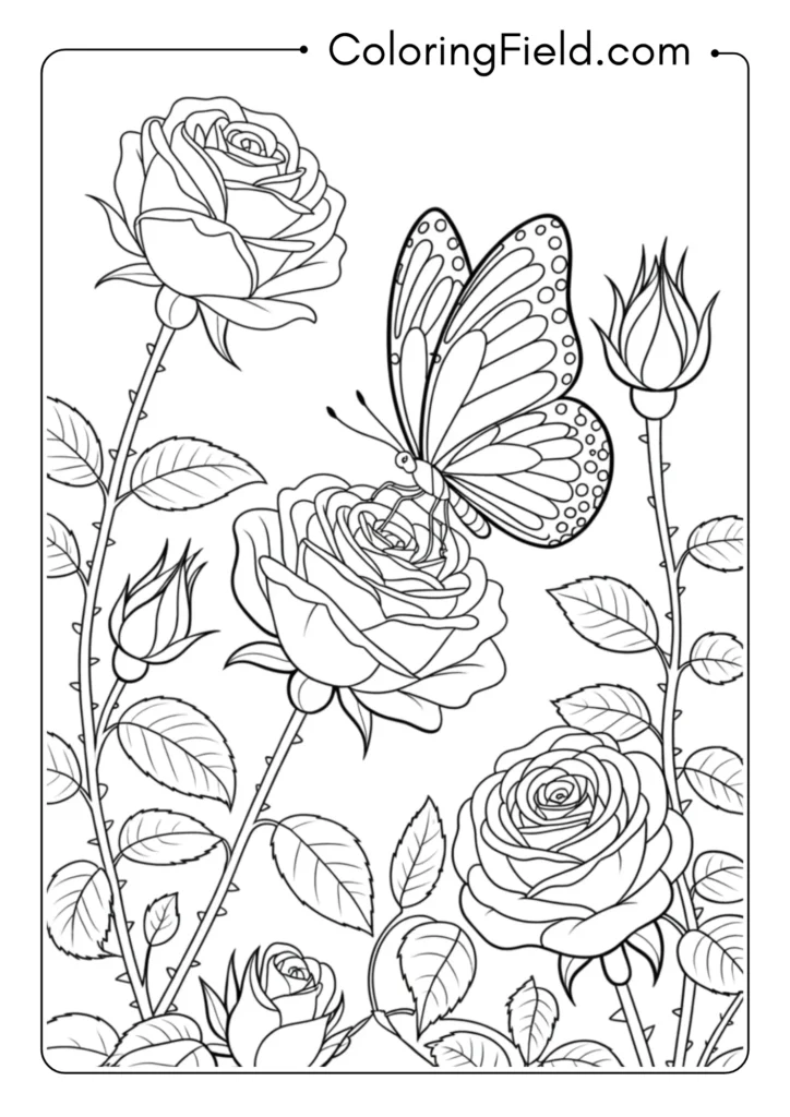 Butterfly in Rose Garden