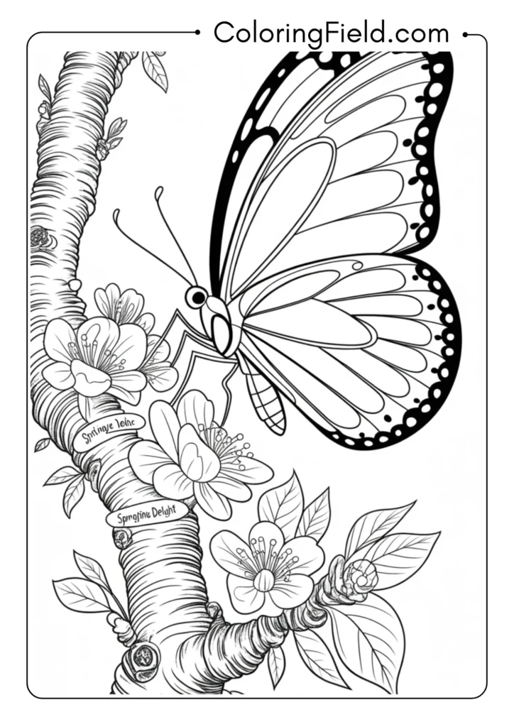 Butterfly on Tree Branch