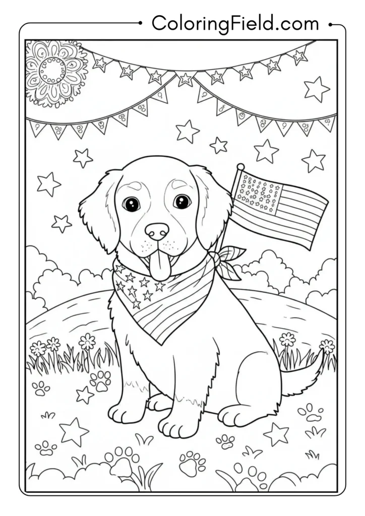 Dog in Patriotic Bandana