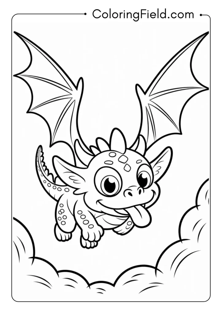 a coloring page of a cartoon dragon