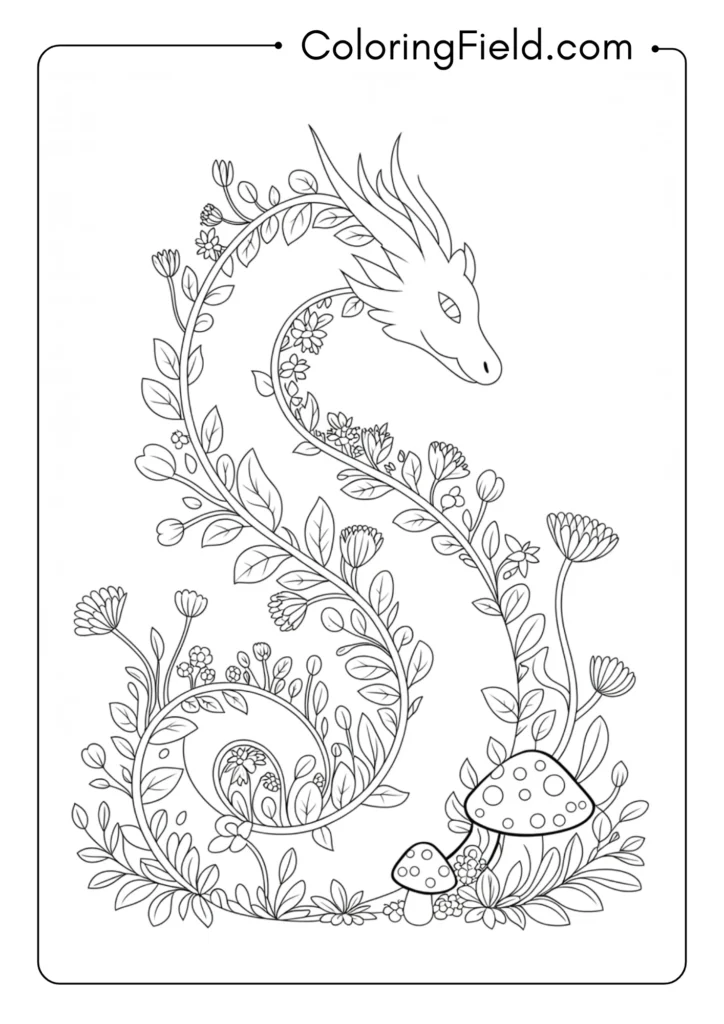 Dragon with Floral Vines