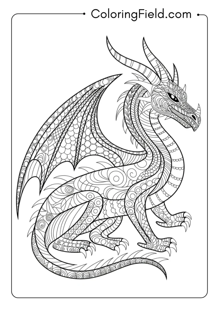 Dragon with Zentangle Patterns