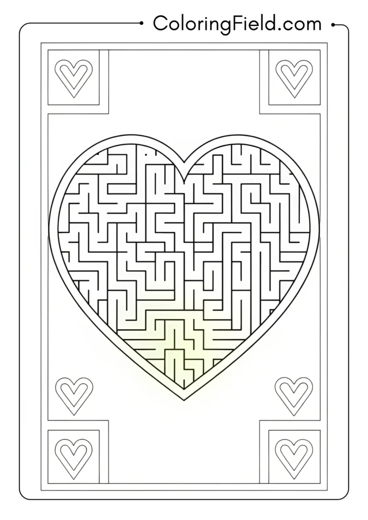 Heart containing complex angular maze design