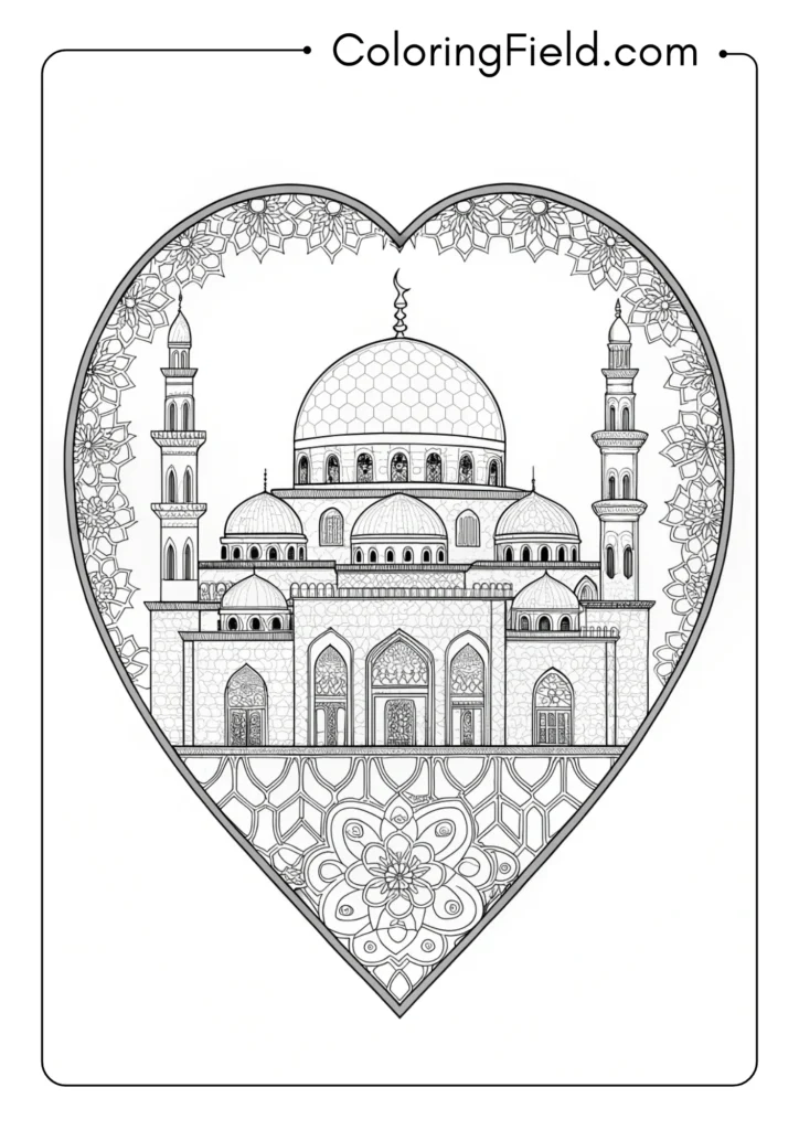 Heart containing detailed Islamic geometric patterns