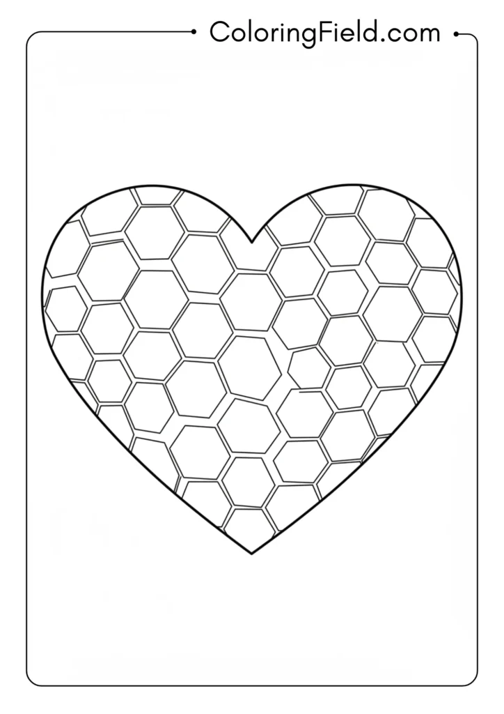Heart containing detailed honeycomb hexagonal patterns