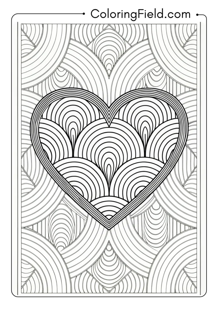 Heart containing optical illusion stripe patterns