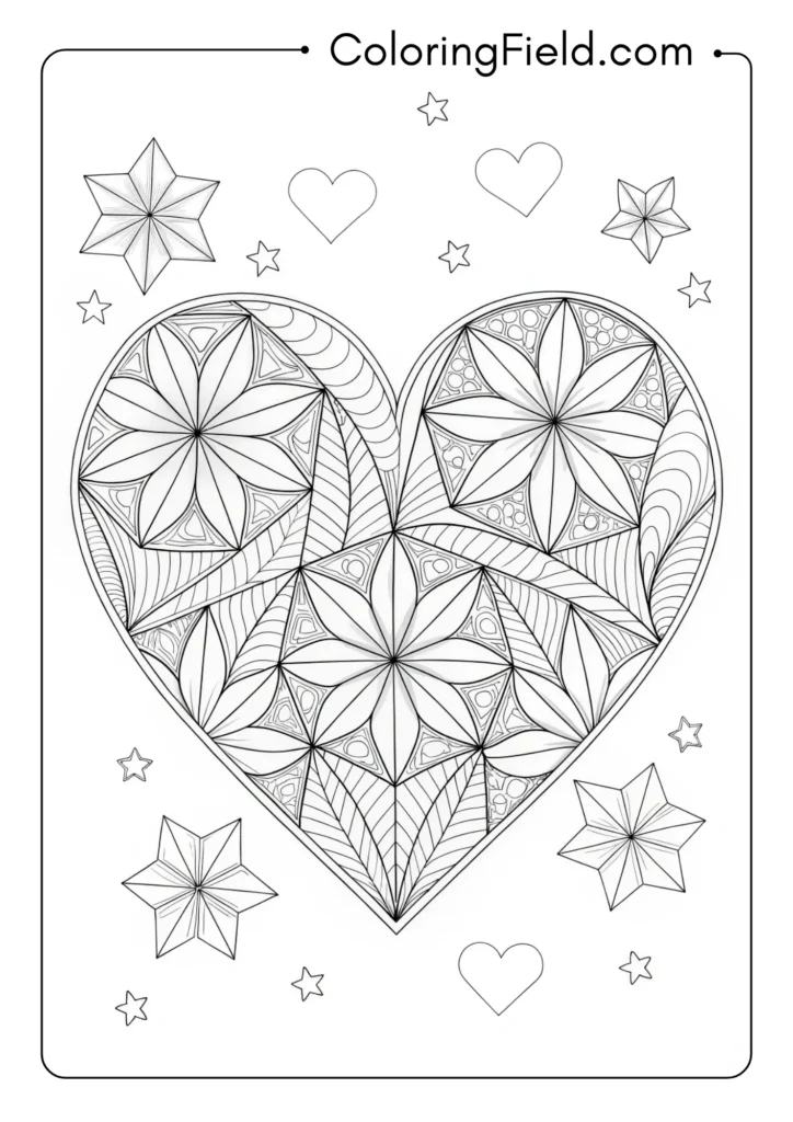 Heart filled with complex origami fold patterns