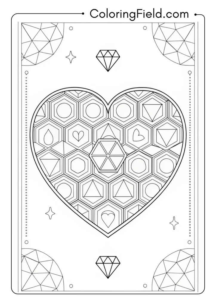 Heart filled with interlocking pentagon shapes