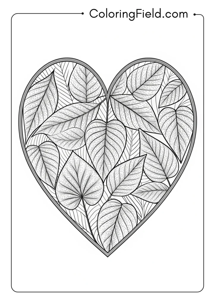 Heart filled with intricate leaf vein patterns