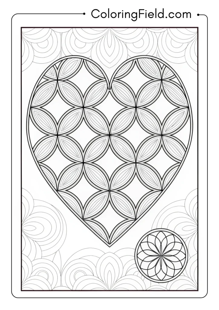 Heart filled with overlapping circular geometry