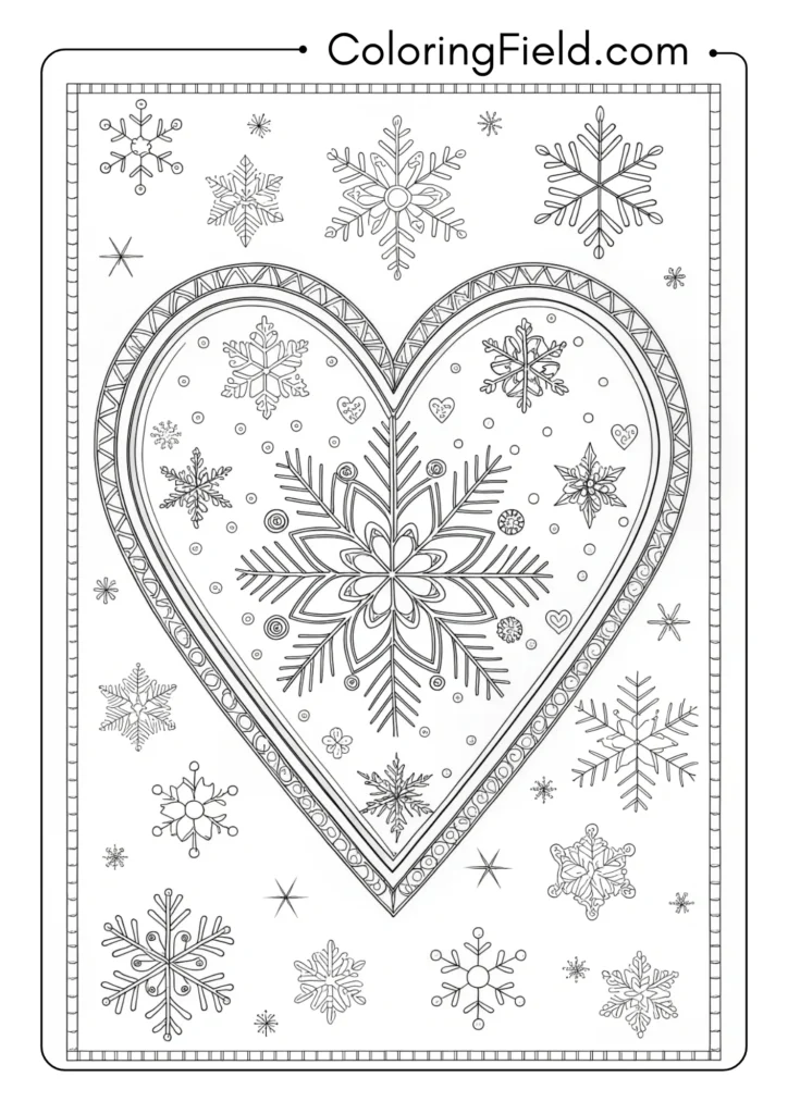 Heart filled with snowflake patterns