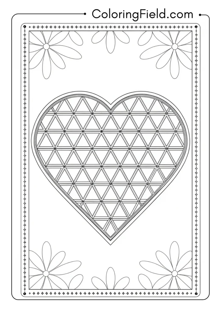 Heart filled with triangular tessellation pattern