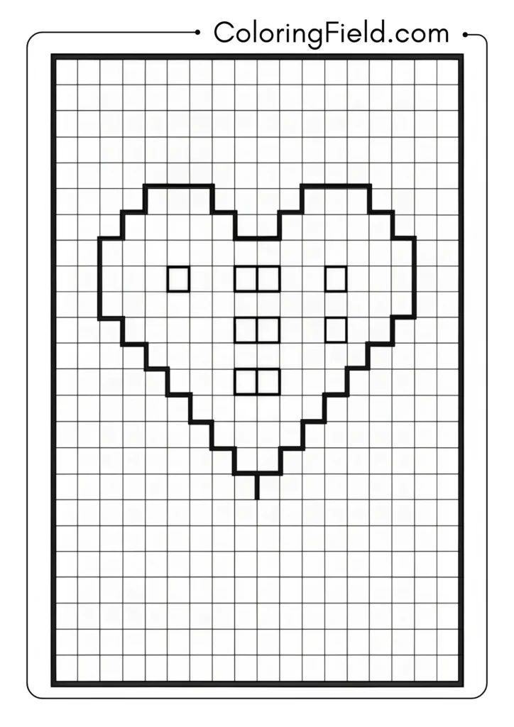 Heart in 8-bit pixel art style with visible squares
