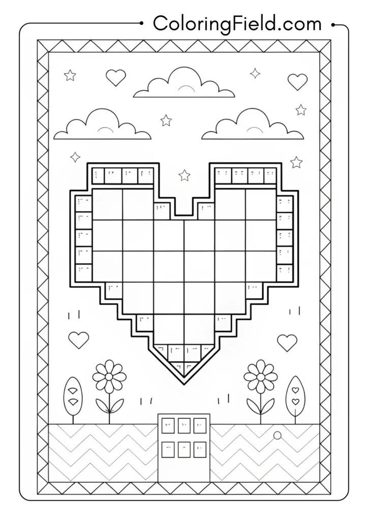 Heart in minecraft block style with cubic sections