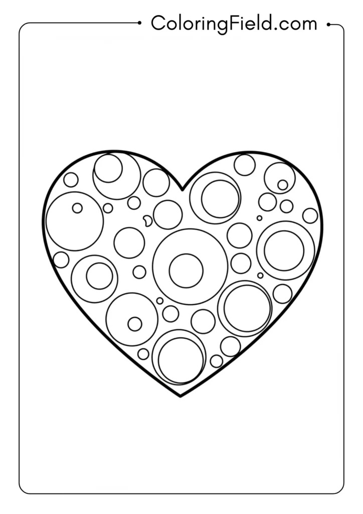 Heart outline with large circles of different sizes inside