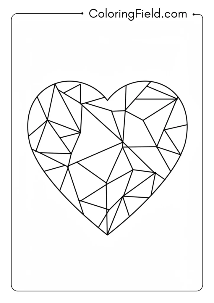 Heart outline with large triangle shapes inside