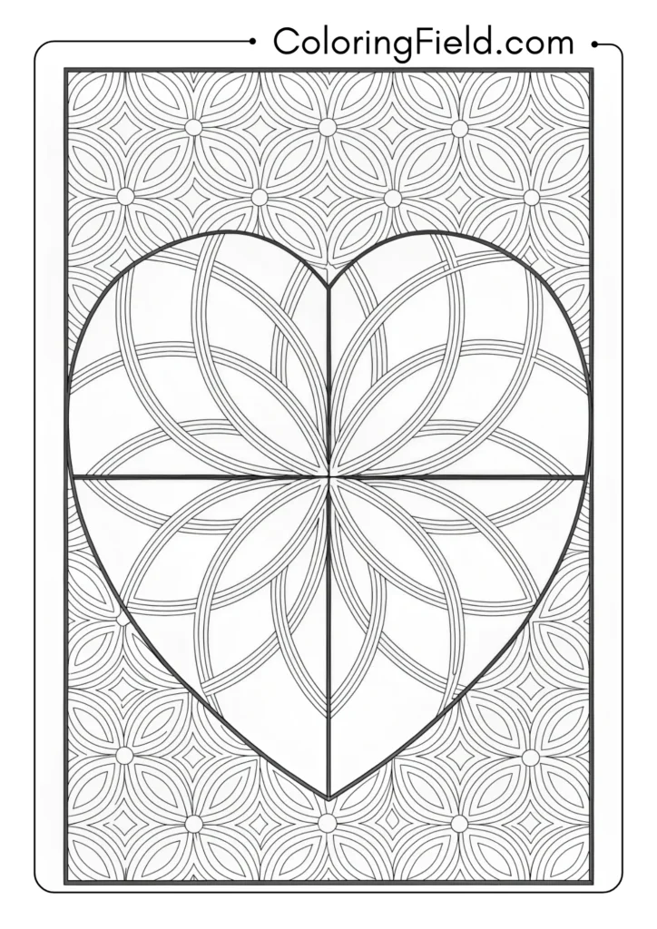 Heart shape divided into 4 equal sections with lines