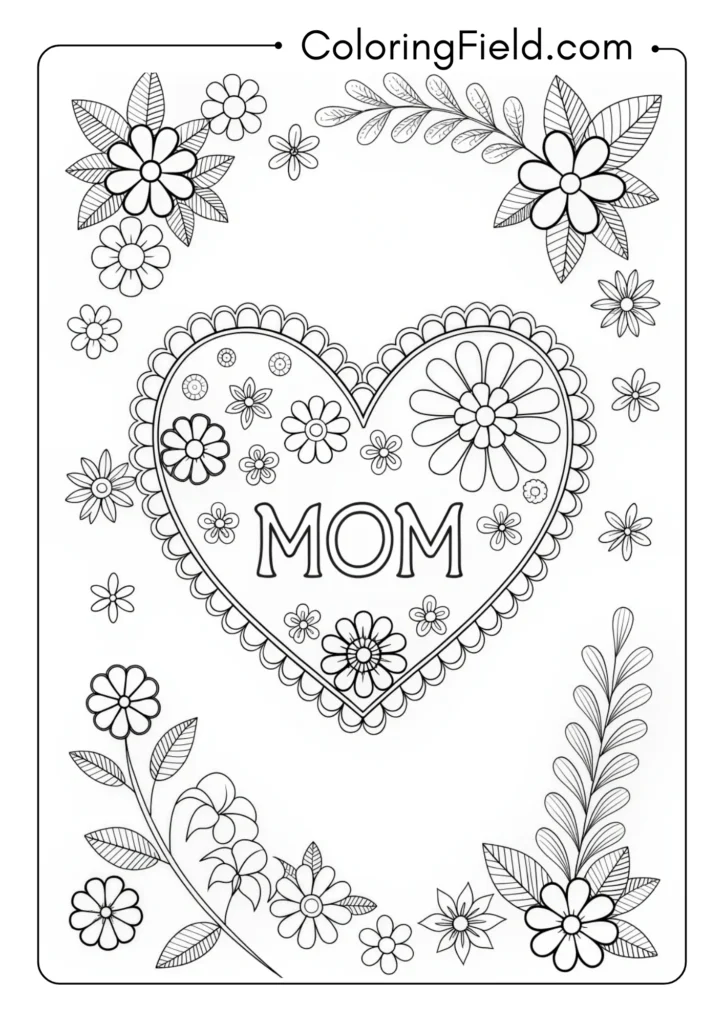 Heart with _MOM_ in decorative flower letters