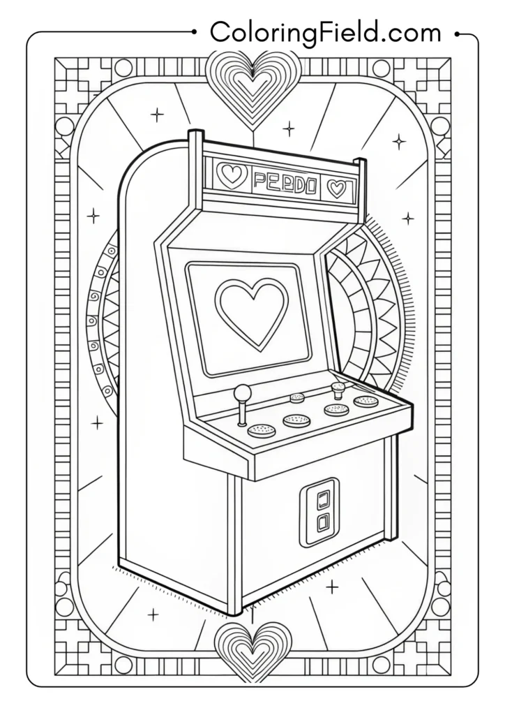 Heart with classic arcade game outline style