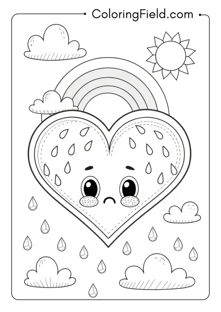 Heart with crying expression and tear drops