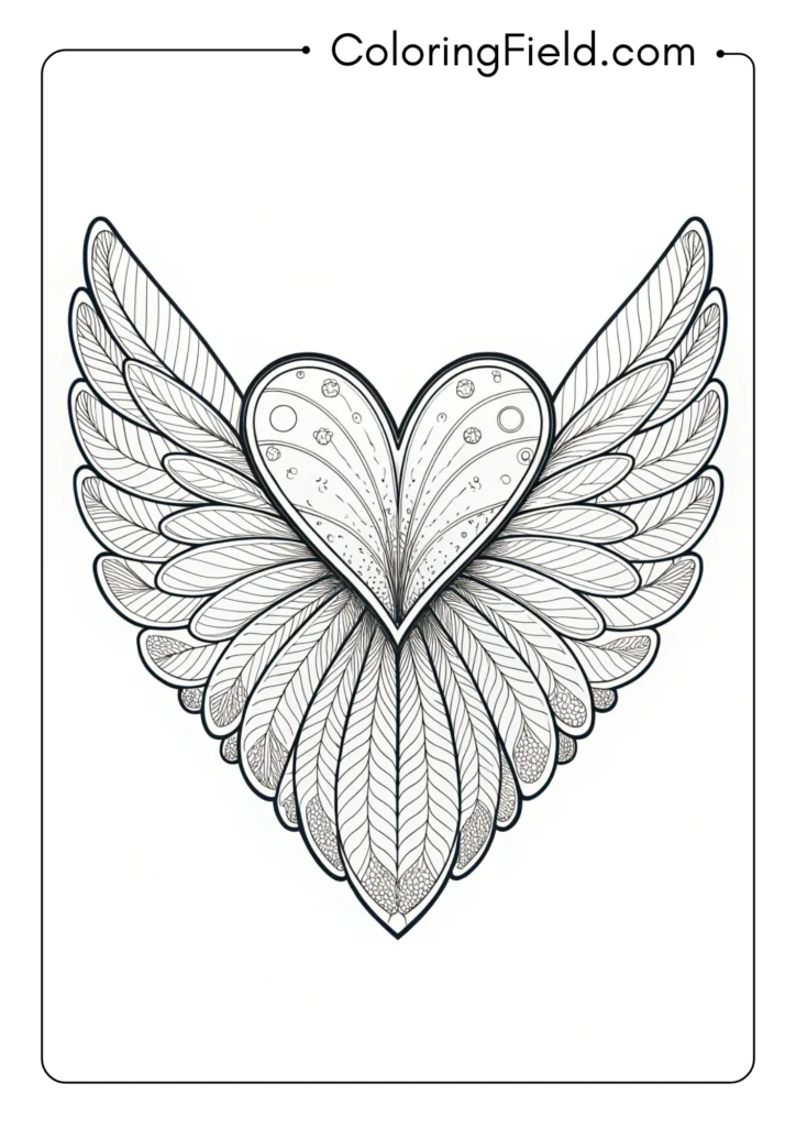Heart with fairy wings showing delicate membrane patterns