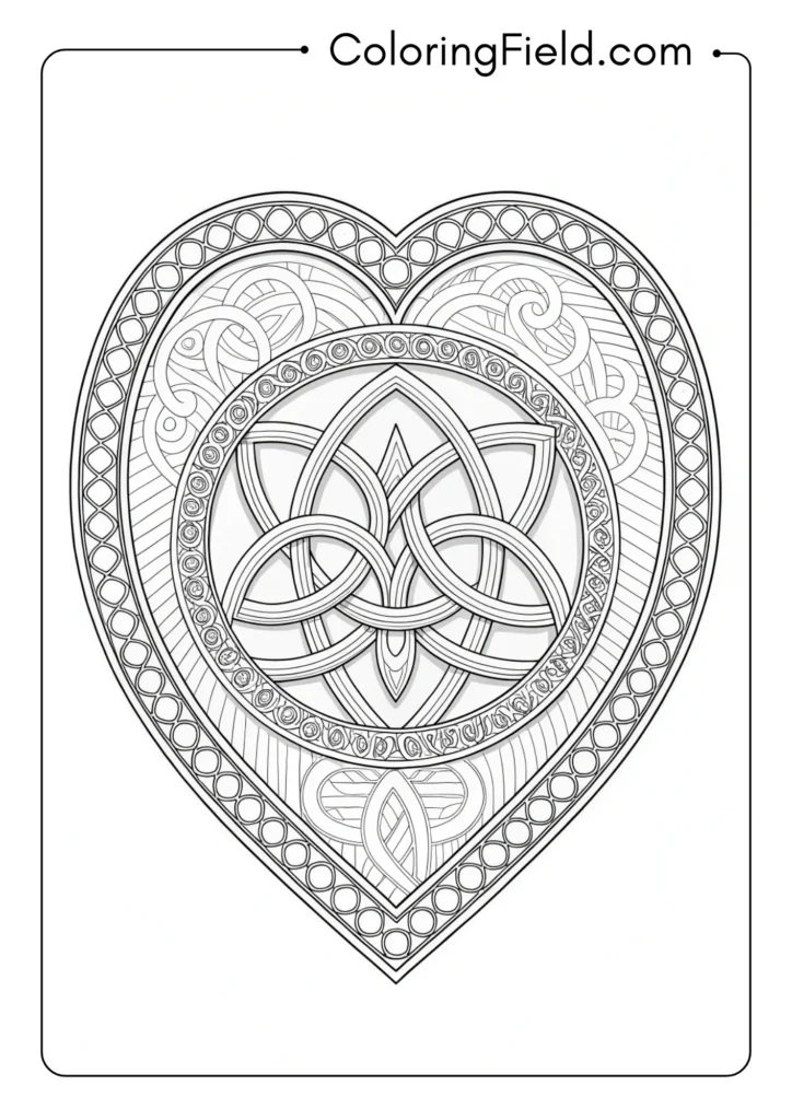 Heart with intricate Celtic knot patterns weaving inside