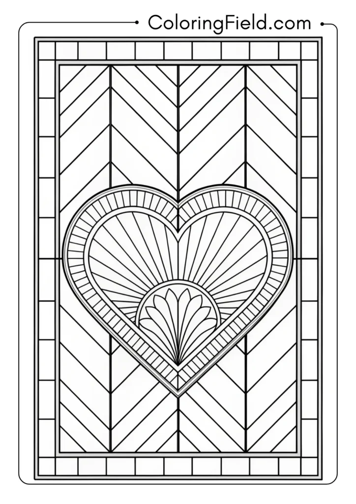 Heart with prairie school stained glass straight lines