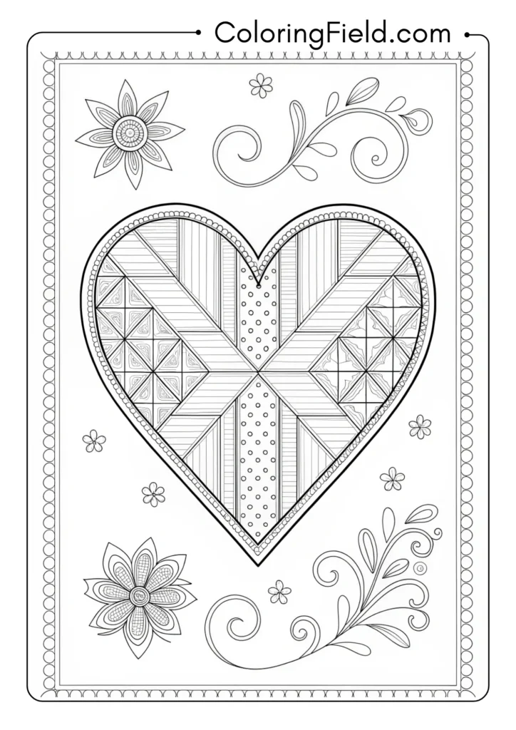 Heart with quilting pattern traditional design