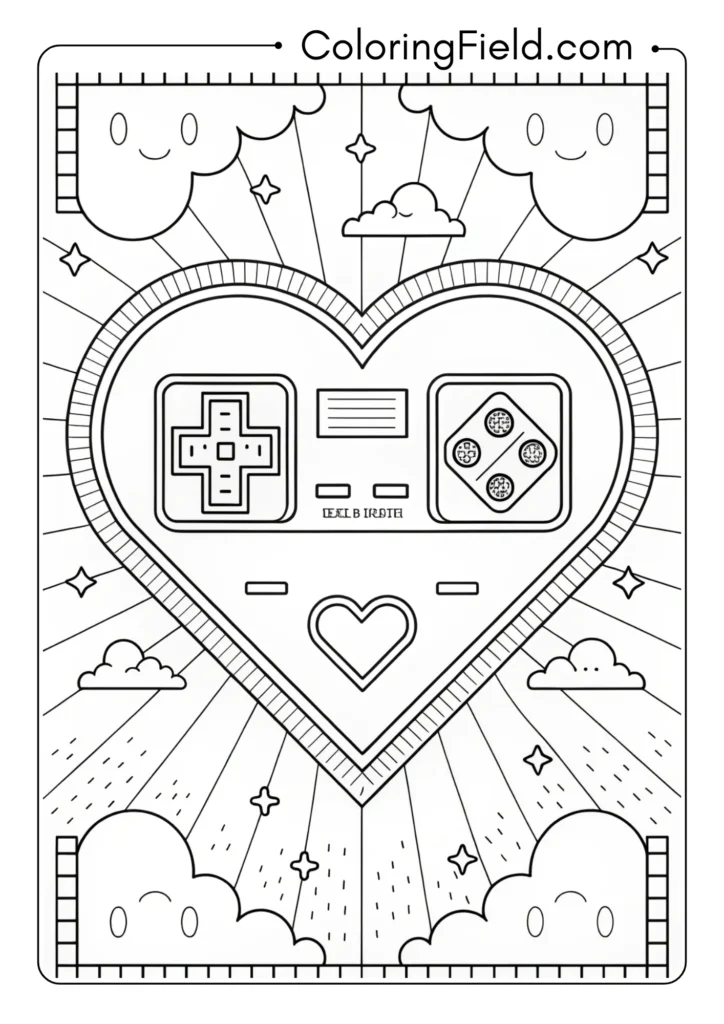 Heart with retro video game power-up design