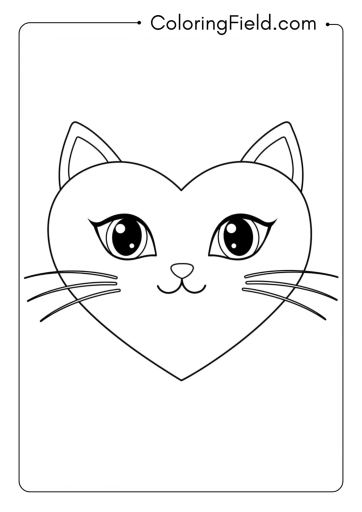 Heart with simple cat ears on top and whiskers