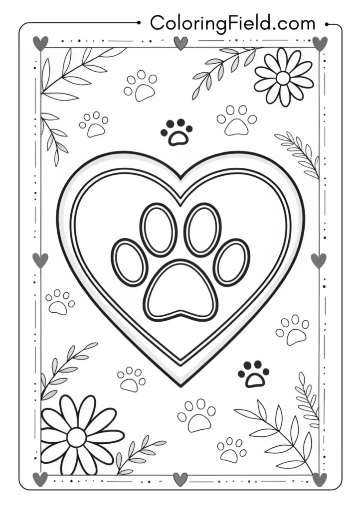 Heart with simple paw print in the center