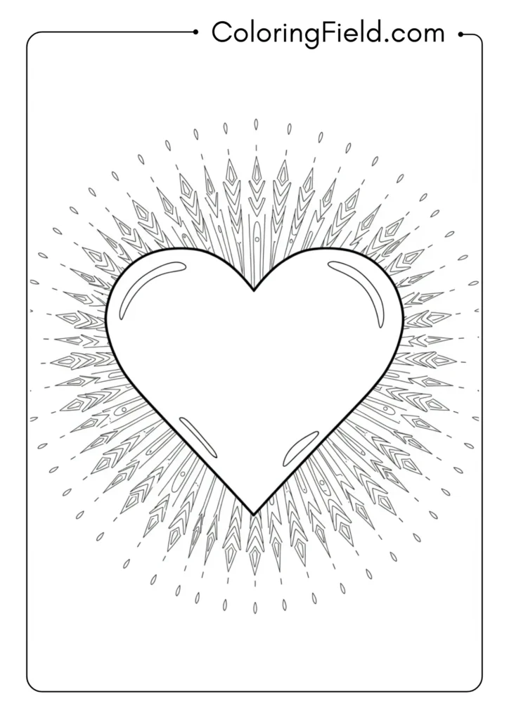 Heart with simple sun rays extending from all edges