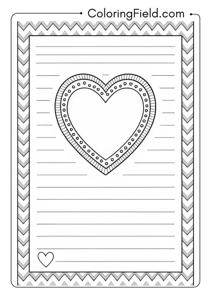 Heart with simple zigzag pattern border around the edge