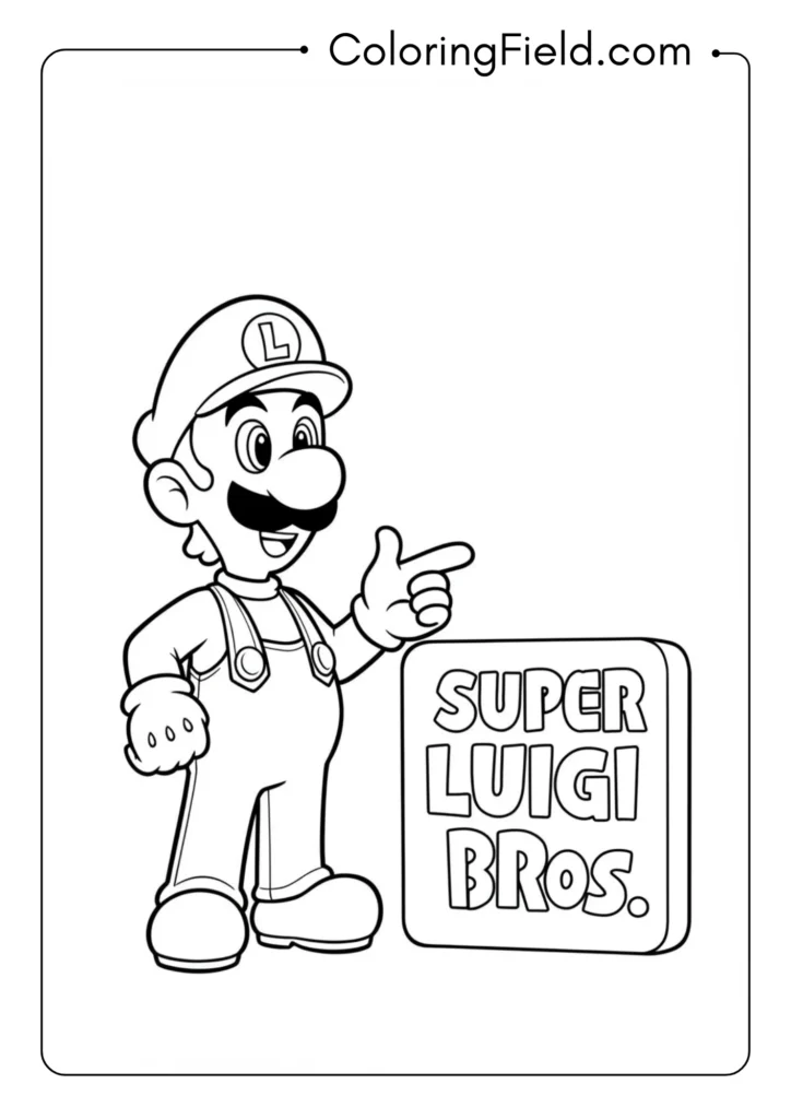 Luigi with Super Luigi Bros Logo