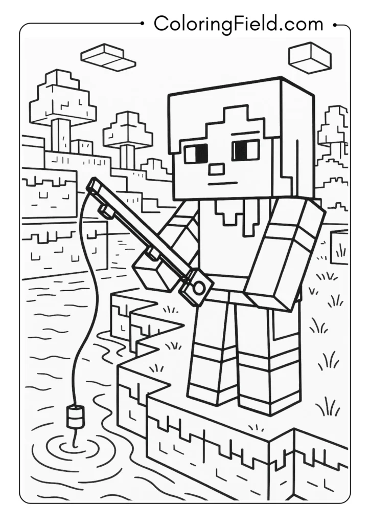 Minecraft Alex Fishing