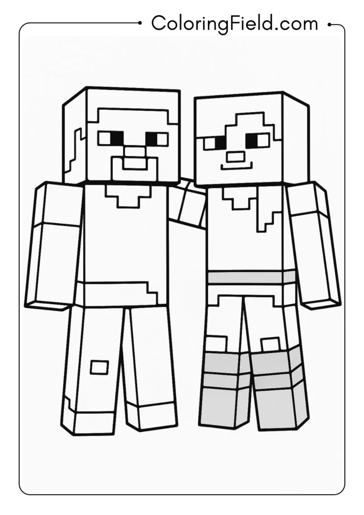 Minecraft Steve and Alex Together