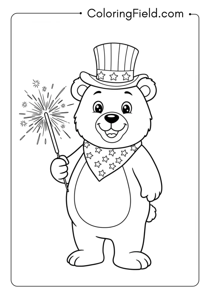 Patriotic Bear with Sparkler