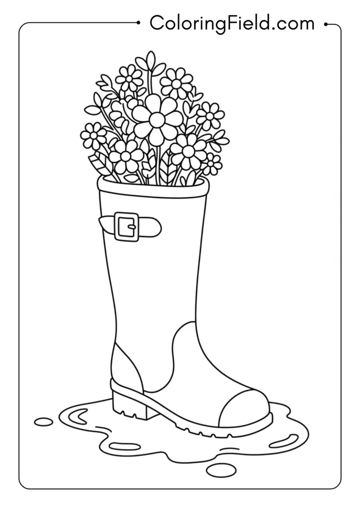 Rain Boot with Flowers