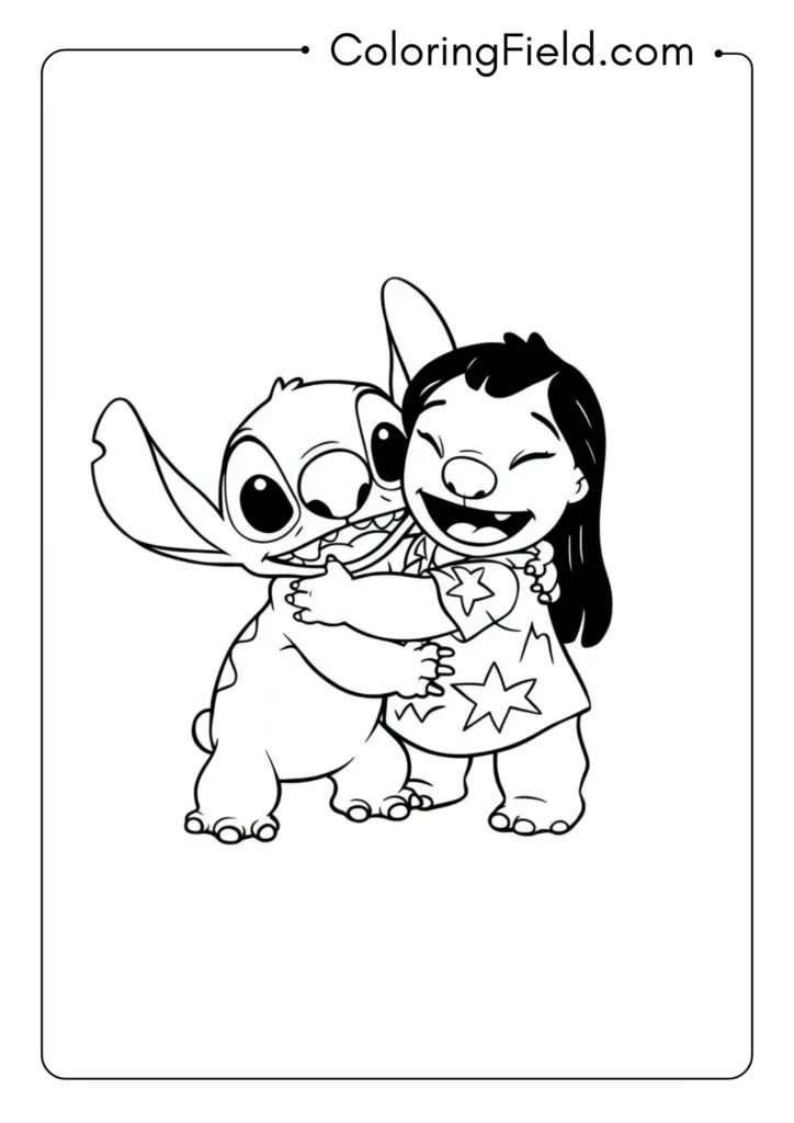 Stitch and Lilo Hugging