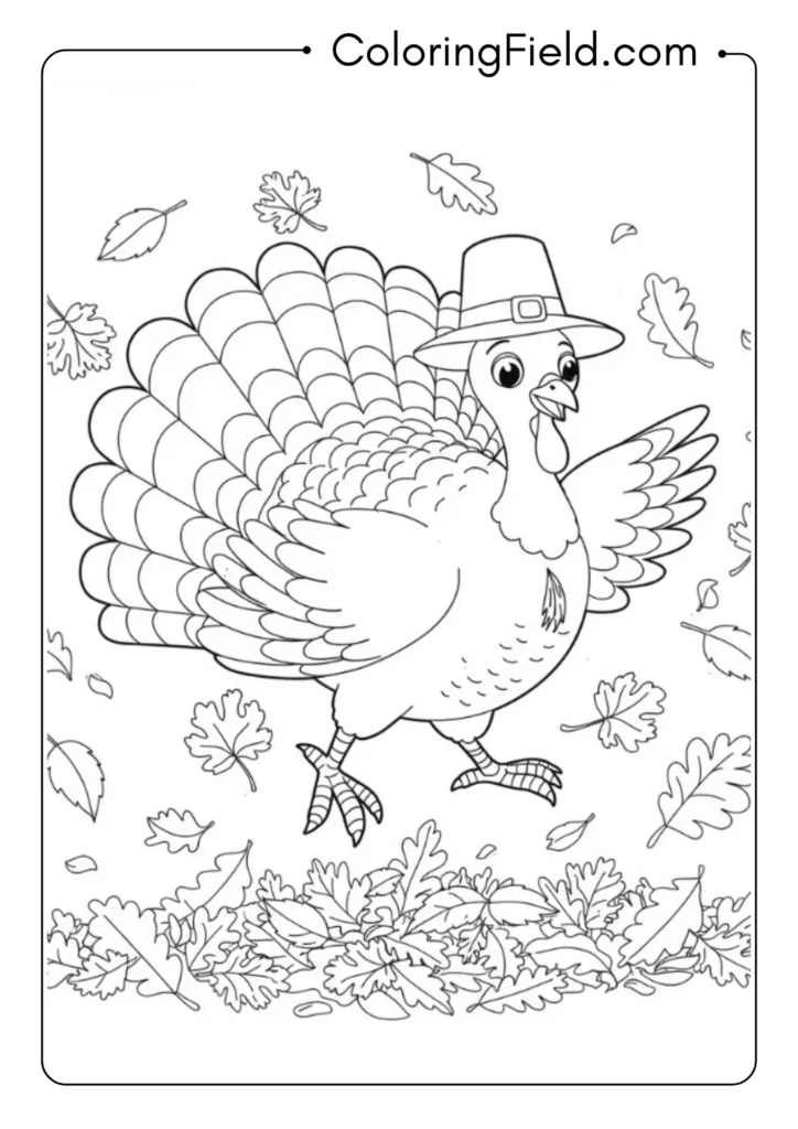 Turkey Playing with Leaves